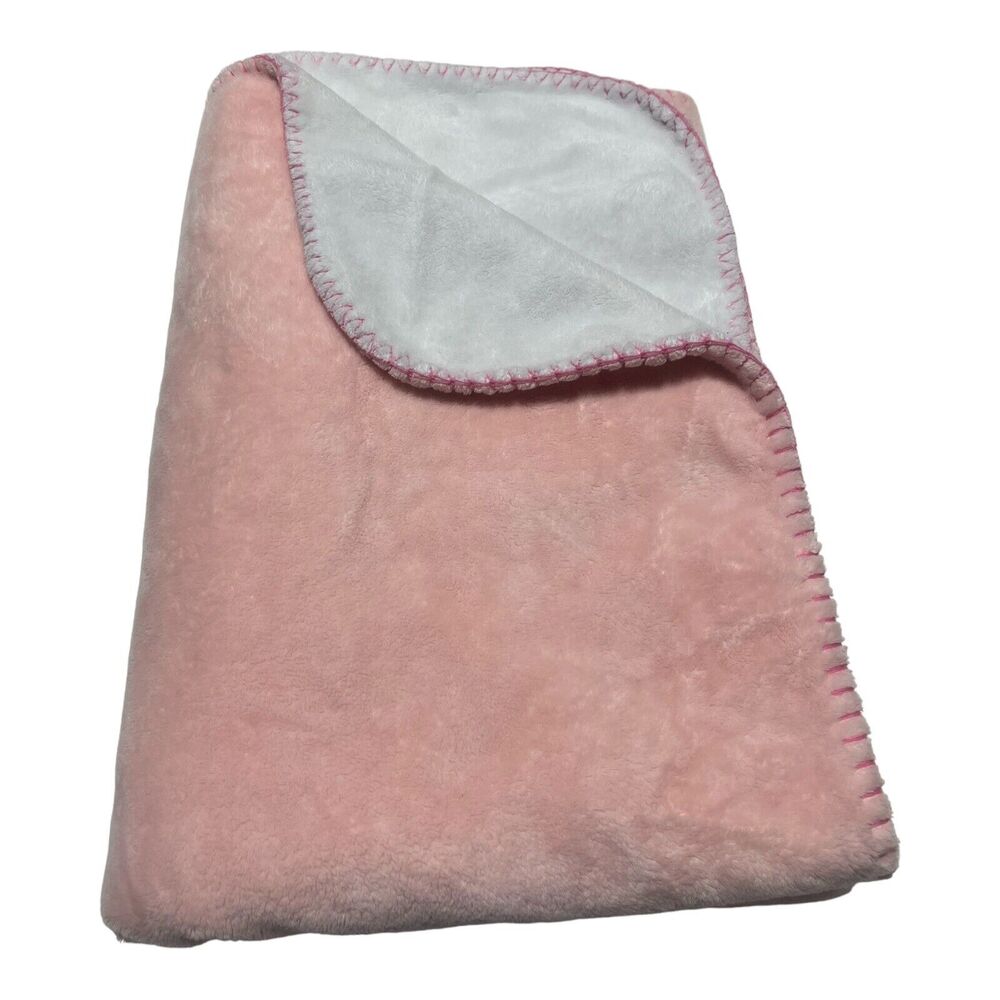 Pottery Barn Kids Pink White Baby Blanket Whipstitch Edge Soft